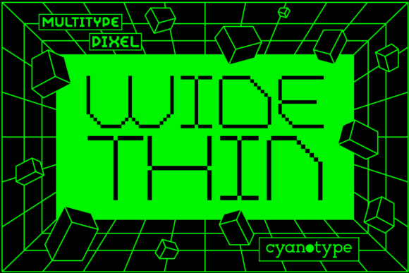 MultiType Pixel Wide Thin: A Cool, Uniquely Shaped Pixelated Display Font